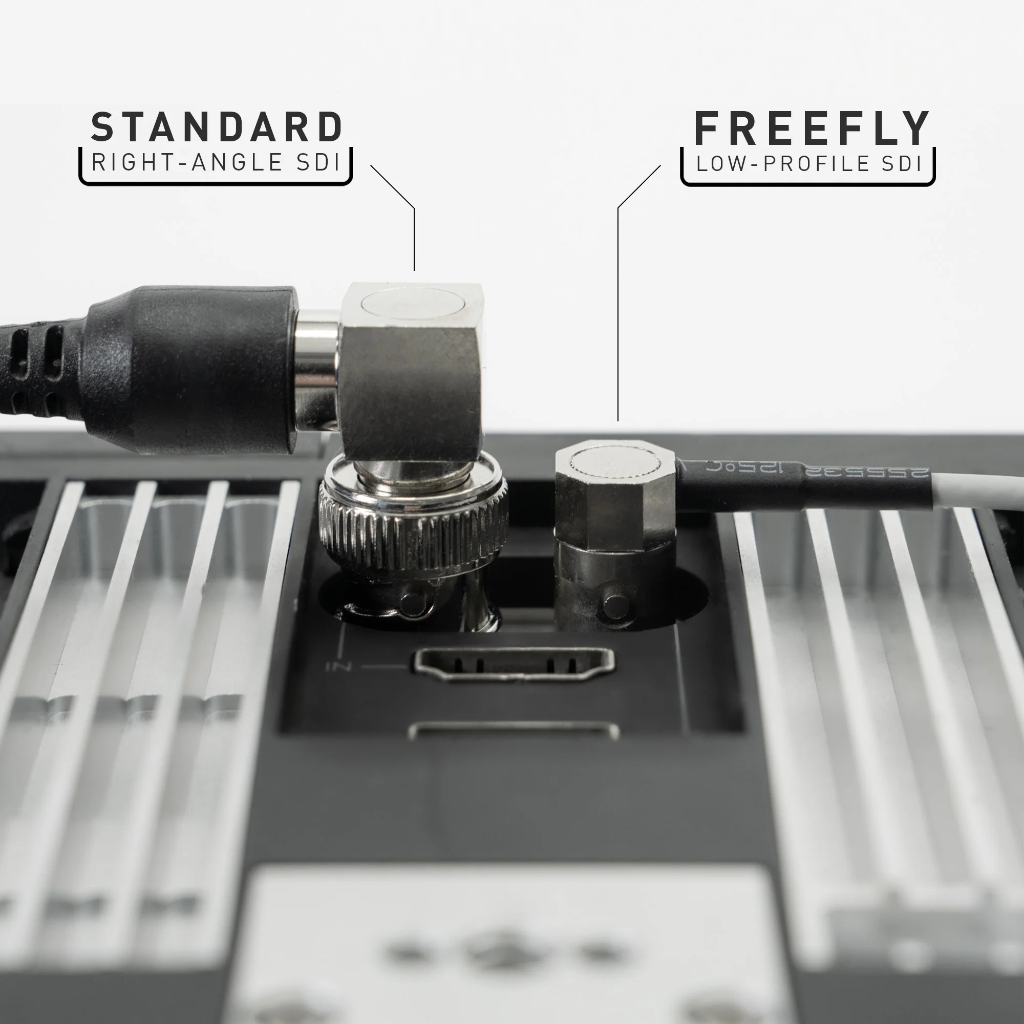 Lightweight Low Profile Right Angle to Locking SDI Cable (1.45m) - Image 3